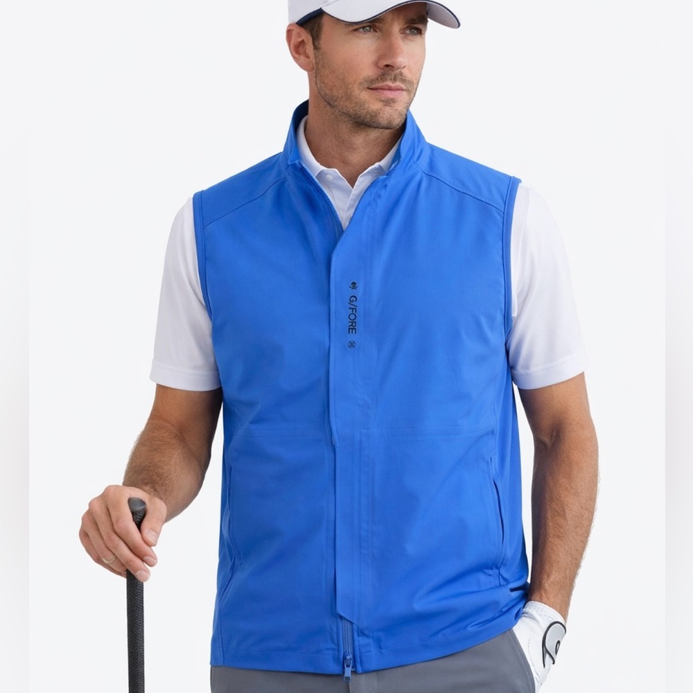 G/Fore Men's Wind Cheater Weather Resistant Repeller Golf Vest Adriatic Sz S 🧡🎀